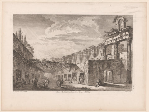 View of the old Bazaar of Athens, Jacques-Philippe Le Bas, 1758 Canvas Print