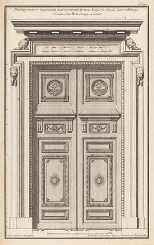 Gate with sun and helmets, Jean François de Neufforge, 1767 Canvas Print