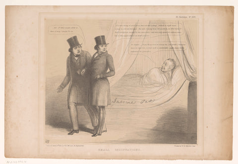 Cartoon with Peel in a comfortable bed, John Doyle, 1845 Canvas Print