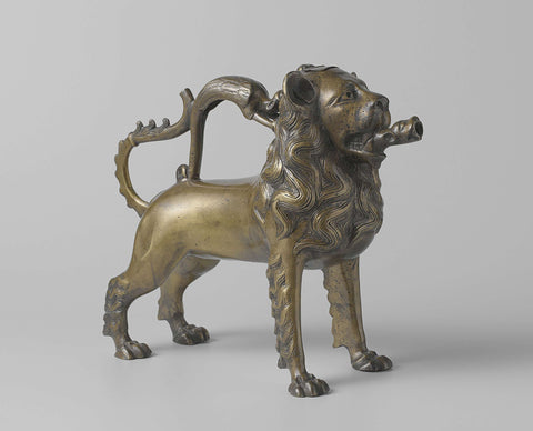 Aquamanile in the form of a lion, Johannes Apengeter (attributed to), c. 1330 - c. 1335 Canvas Print