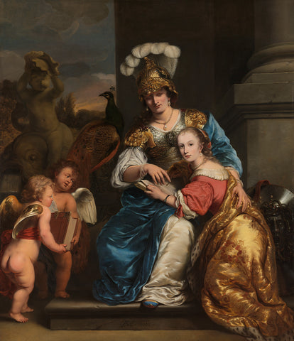 Margarita Trip as Minerva, Instructing her Sister Anna Maria Trip, Ferdinand Bol, 1663 Canvas Print