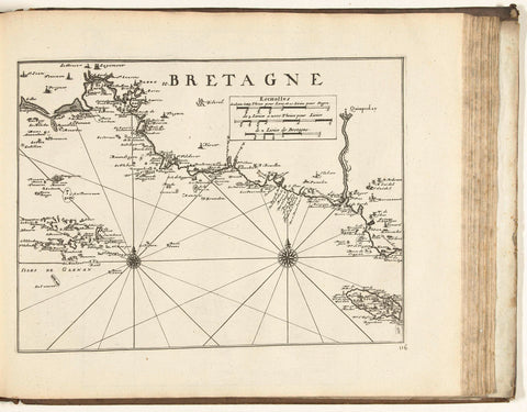 Map of the south coast of Brittany, 1726, anonymous, 1726 Canvas Print