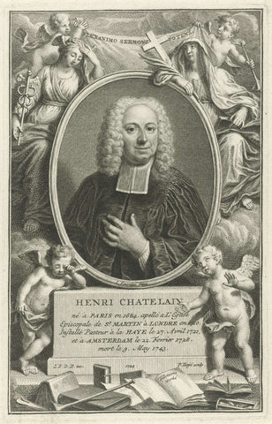 Portret van Henri Châtelain, Pieter Tanjé, 1744 Canvas Print