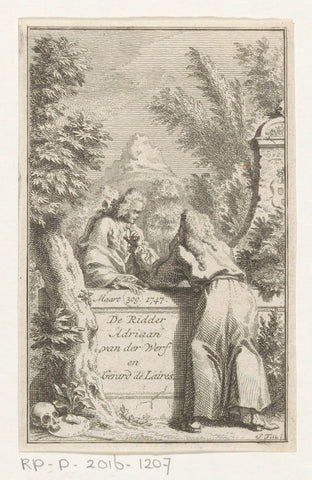 Conversation between Adriaen van der Werff and Gerard de Lairesse, Simon Fokke, 1747 Canvas Print