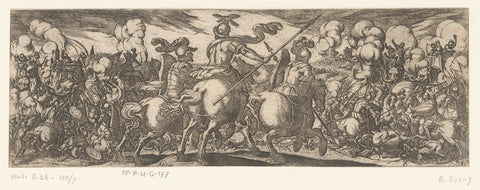 Cavalry attack against an army with elephants, Antonio Tempesta, 1599 Canvas Print