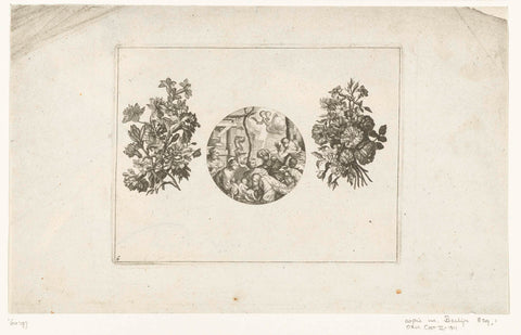 Watch case between two bouquets, Jacques Vauquer, 1661 - 1726 Canvas Print