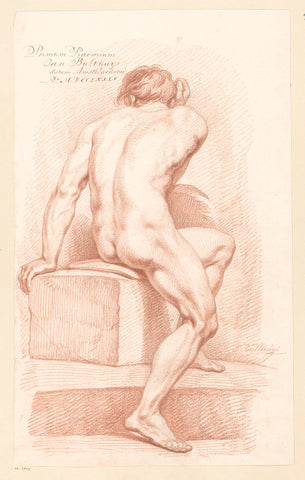 Seated male nude, seen on the back (1st prize 1785), Jan Bulthuis, 1785 Canvas Print