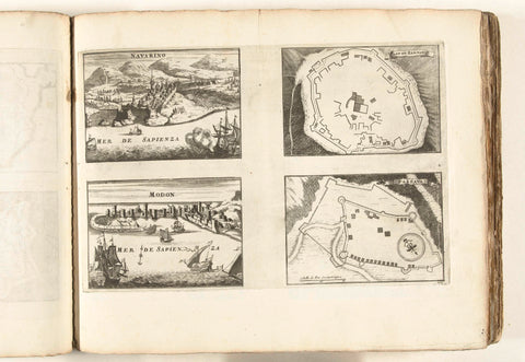 Maps and views of Pílos, Zarnata, Modon and Passava, ca. 1702, anonymous, 1702 - 1703 Canvas Print