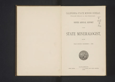 Ninth Annual Report of the State Mineralogist, for the Year Ending December 1, 1889, Jr., William Irelan, 1890 Canvas Print