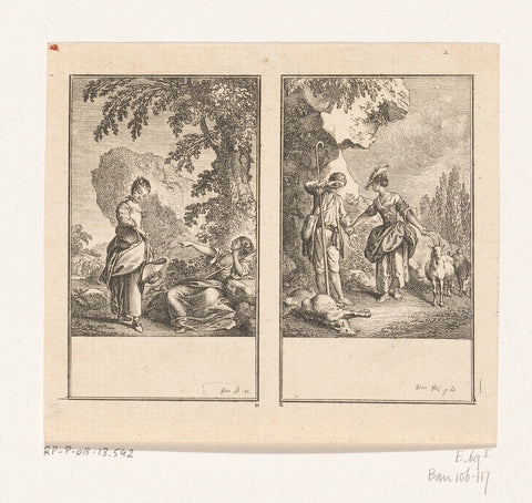 Two Scenes from Salomon Gessner's Idylls, Daniel Nikolaus Chodowiecki, 1771 Canvas Print