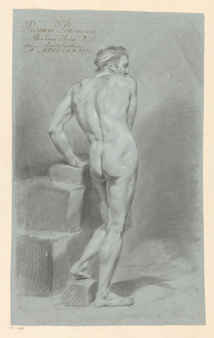 Standing male nude, seen on the back (1st prize 1778), Abraham Pietersz. Hulk, 1778 Canvas Print