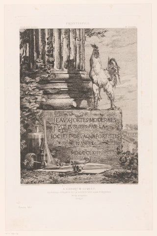 Title print with on the basis of a column, Jules Ferdinand Jacquemart, 1863 Canvas Print