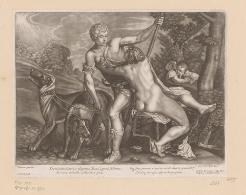 Venus and Adonis, John Smith (prentmaker/ uitgever), 1686 - 1725 Canvas Print