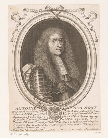 Portrait of Antoine d'Aumont de Rochebaron, Nicolas de Larmessin (I), 1663 Canvas Print