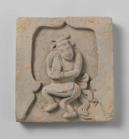 Tile with dancing actor, anonymous, c. 1100 - c. 1400 Canvas Print