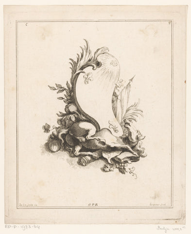 Cartouche met paard, Gabriel Huquier, 1705 - 1761 Canvas Print