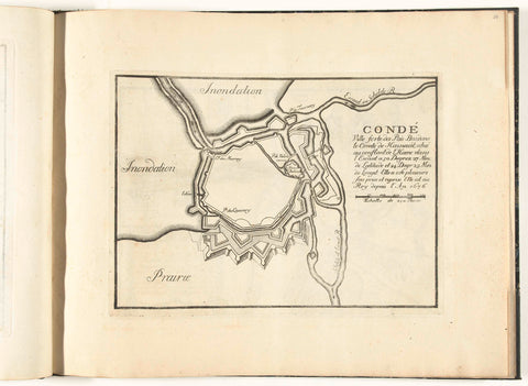 Map of Condé-sur-l'Escaut, ca. 1693-1696, anonymous, 1693 - 1696 Canvas Print