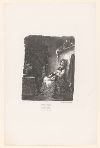 Grietje aan het spinnewiel, Eugène Delacroix, 1828 Canvas Print