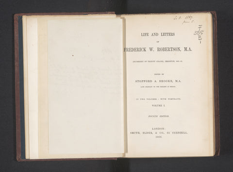 Life and letters of Frederick W. Robertson, M.A. incumbent of Trinity Chapel, Brighton, 1847-53, Frederick William Robertson, 1866 Canvas Print