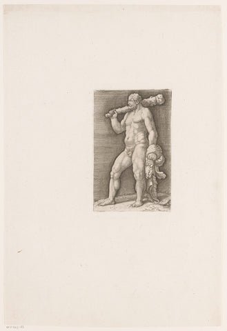 Hercules with club and lion skin, Adamo Scultori, c. 1540 - c. 1585 Canvas Print