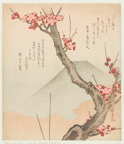 Mount Fuji and a Blossoming Plum, Teisai Hokuba, c. 1825 Canvas Print