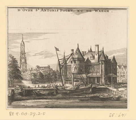 View of the Waag on the Nieuwmarkt in Amsterdam, Jan Veenhuysen (attributed to), 1664 Canvas Print