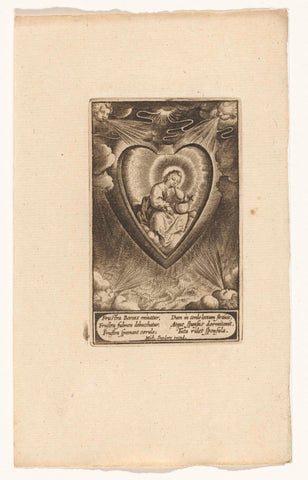 The sacred heart in the midst of the four cardinal directions, anonymous, c. 1630 - c. 1650 Canvas Print