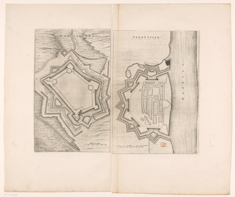 Fortress map of Damvillers and Thionville, anonymous, 1652 Canvas Print