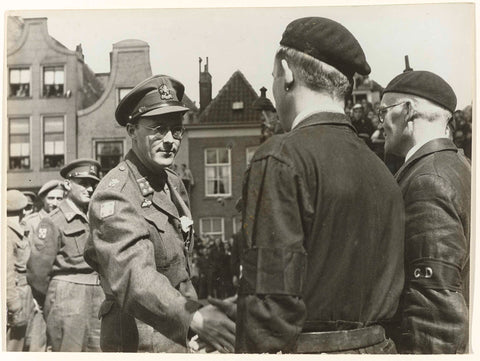 Prince Bernhard with soldiers of the Interior Forces, ANEFO/ W. v. d Poll, 1945 Canvas Print