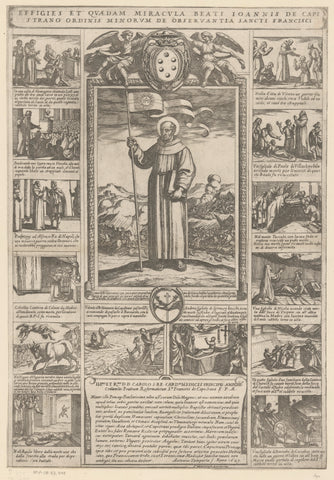 Saint John Capistranus and fourteen depictions of his life, Antonio Tempesta, 1623 Canvas Print