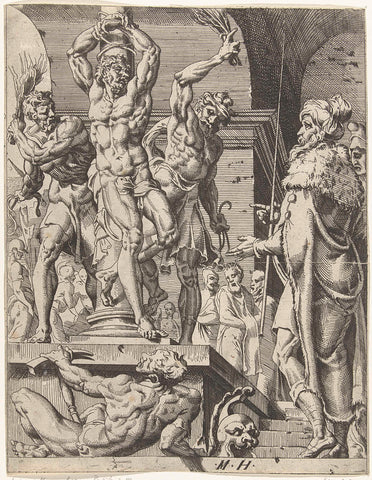 Flogging of Christ, Dirck Volckertsz. Coornhert (attributed to), 1548 Canvas Print