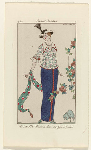 Journal des Dames et des Modes, 1912, Costumes Parisiens, no. 3: Toilette d'Été (...), George Barbier, 1912 Canvas Print