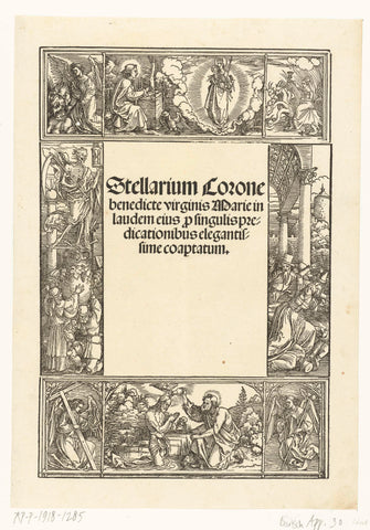 Title page with the baptism of Christ and a vision of John the Evangelist, Hans Springinklee (attributed to), 1518 Canvas Print