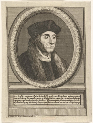 Portrait of Desiderius Erasmus, Jan Lamsvelt, 1696 - 1743 Canvas Print