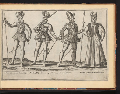 Three men and a woman, dressed according to Spanish fashion of ca. 1580, Abraham de Bruyn, in or before 1581 Canvas Print