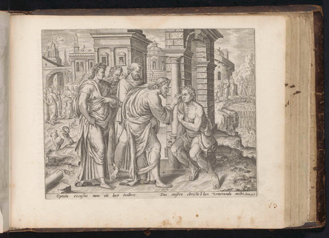 Christ heals a blind man, Johannes Wierix, 1646 Canvas Print