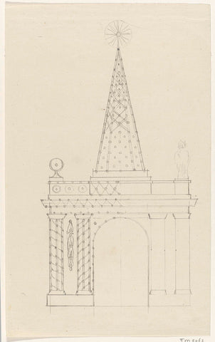 Design for illuminatie of a house in Amsterdam, 1788, Hendrik G. van Raan, 1788 Canvas Print