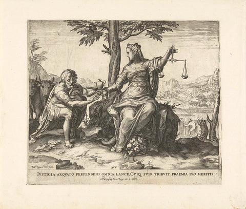 Justice rewards the servant, Cornelis Cort, 1566 Canvas Print