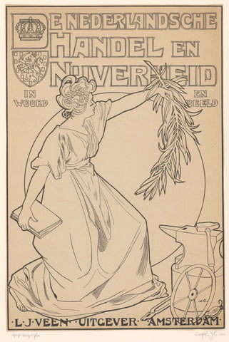 Cover design for: De Nederlandsche handel ennijverheid in woord en beeld, 1901, anonymous, Johann Georg van Caspel, in or after 1901 Canvas Print