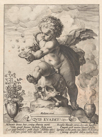 Homo bulla, Hendrick Goltzius (workshop of), 1590 Canvas Print