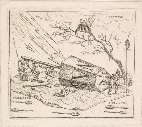 Napoleon crushed under a hexagonal block, Hermanus Fock, 1812 - 1813 Canvas Print