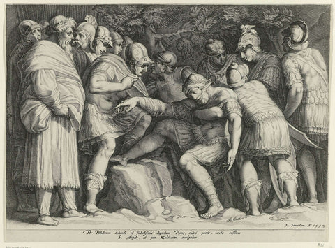 Scipio is carried off the battlefield by his sons, Jan Saenredam, 1593 Canvas Print