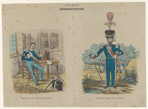 Uniformen van onderofficieren, ca. 1845, anonymous, 1840 - 1850 Canvas Print