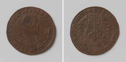 Philip IV, king of Spain, calculation medal struck by order of the council of Finance, anonymous, 1655 Canvas Print