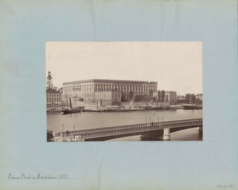 Exterior of the Royal Palace in Stockholm, in the foreground a bridge, anonymous, 1850 - 1876 Canvas Print