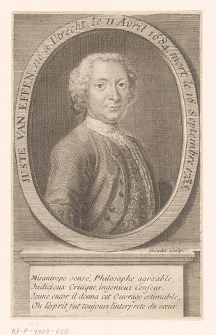 Portrait of Justus van Effen, Robert Daudet (I), in or after 1735 - 1800 Canvas Print