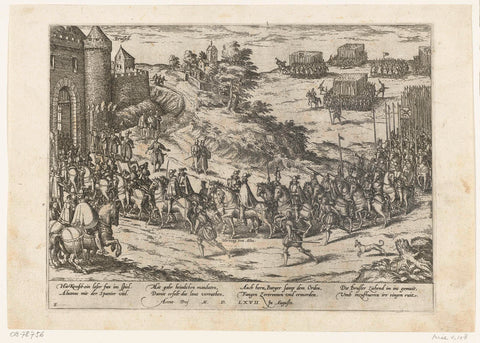 Arrival of the Duke of Alba at Brussels, 1567, Frans Hogenberg, 1567-1570 Canvas Print