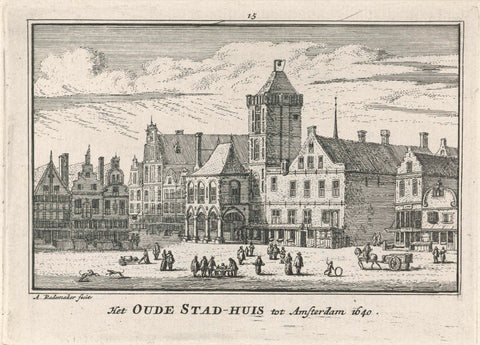 Gezicht op het Oude Stadhuis van Amsterdam, 1640, Abraham Rademaker, 1727 - 1733 Canvas Print