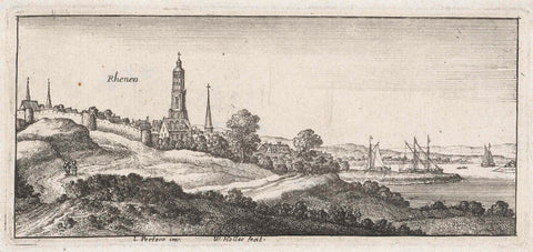 River landscape with view of Rhenen, Wenceslaus Hollar, 1625 - 1677 Canvas Print