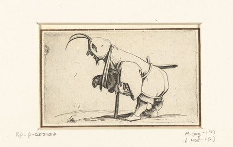 Dwarf with sling, stool and sword, Jacques Callot, 1621 - 1625 Canvas Print